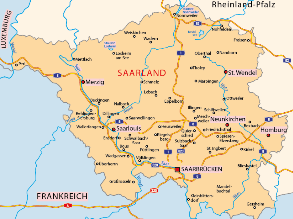 Saarland Landkarte